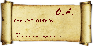 Oszkó Alán névjegykártya